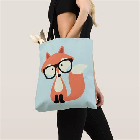 Hipster Red Fox Tote Bag Printed Tote Bags Bags Tote Bag