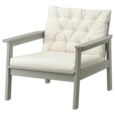 Complement modern decor or classic styles with our extensive selection. BONDHOLMEN Armchair, outdoor - grey stained/Kuddarna beige ...