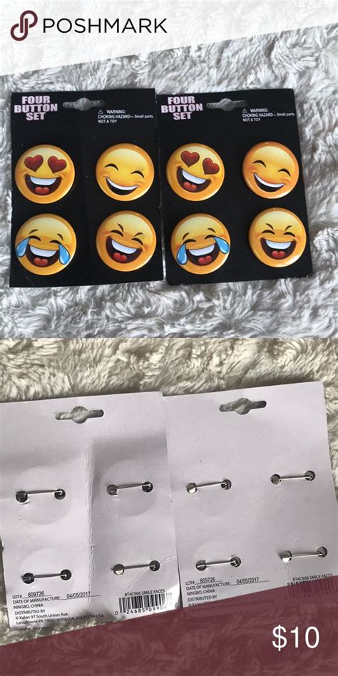 Set Of 2 Pack Emoji Pins Total Of 8 Emojis Emoji Pin Girls