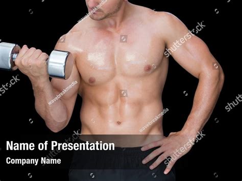 Muscular Handsome Shirtless Man Studio Powerpoint Template Muscular