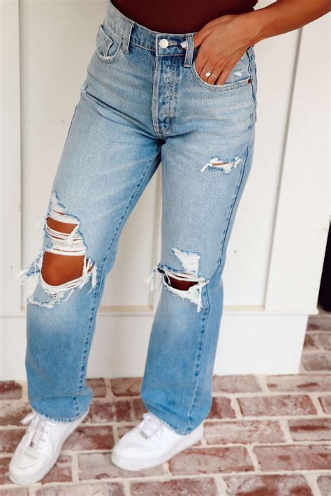 Wide Leg Ripped Jeans Ebc Womens Boutique