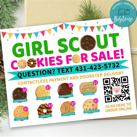 Printable Girl Scout Cookie Menu Template Instant Download Bobotemp