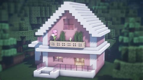 Minecraft🌺 How To Build A Pink House Easily And Simply 80 Youtube