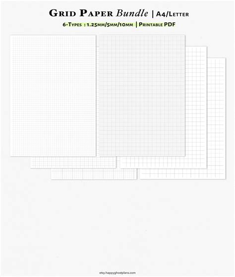 A4 Us Letter Graph Paper Pdf Printable 10mm 5mm 125mm Grid Paper
