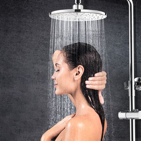 rainfall shower head 3 settings 8 inch large high pressure rain shower head abs polish chrome