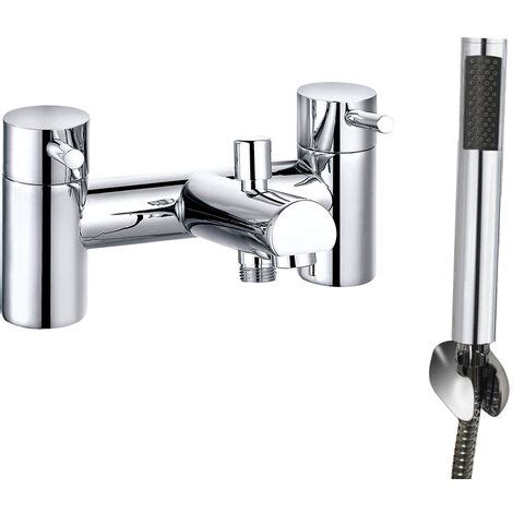 Modern Chrome Bath Shower Mixer Tap With Hand Held Shower Head Set