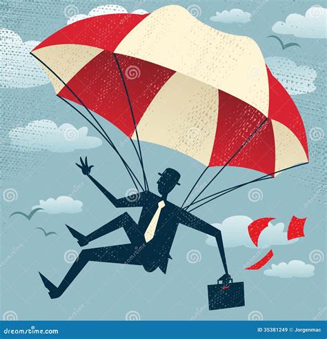 Abstract Businessman Uses His Parachute Stock Vector Illustration Of