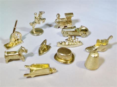Monopoly Game Tokens Set Of 11 Gold Tone Pieces