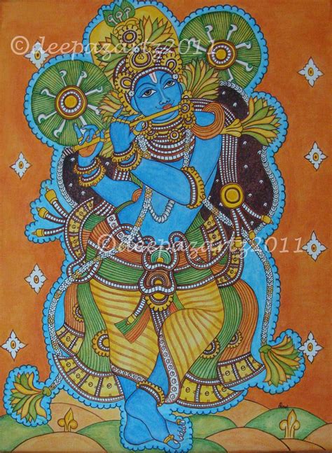 Artists Of India Lord Krishna Kerala Mural Painting By Deepa Gopal Sunil
