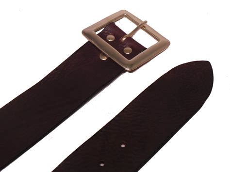 For Sale Brown Leather Belt Brass Square 2 Inch Buckle Buckle My Belt