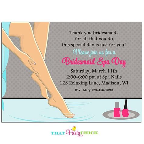 Spa Day Pedicure Invitation By That Party Chick Bridesmaids Spa
