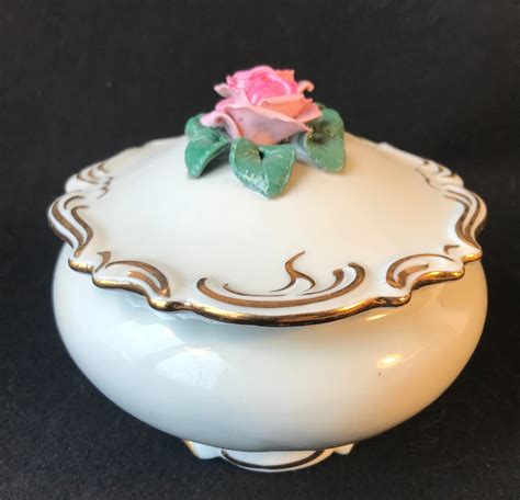 Karl Heinz Klette Crown D Dresden Style Germany Oval Rose Trinket Dish