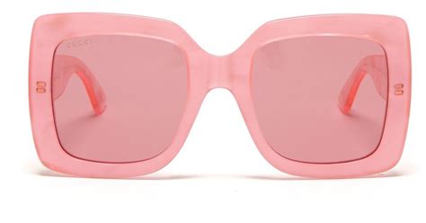 Gucci Oversized Square Pearlescent Acetate Sunglasses In Pink Lyst