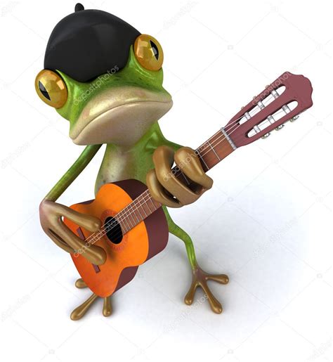French Frog Playing Guitar 3d — Stock Photo © Julos 8685592