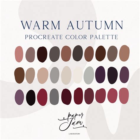 Warm Autumn Procreate Color Palette Fall Color Swatches Ipad Etsy