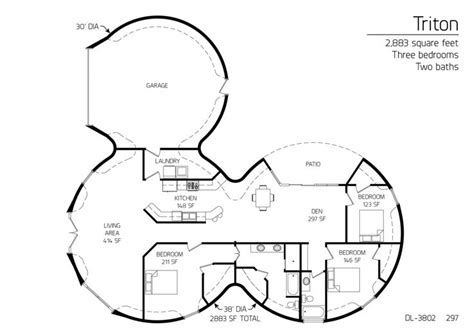Triple dome survival shelter earthbag house plans. Concrete Dome Homes Floor Plans