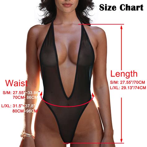 Sheer One Piece Thong Swimsuit For Women Sexy V Plunging See Through Monokini High Cut Bodysuit