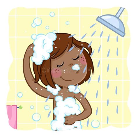 Girl Taking A Shower Clipart