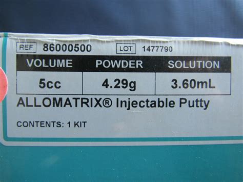 New Wright Medical Technology Ref 86000500 Allomatrix Injectable Putty