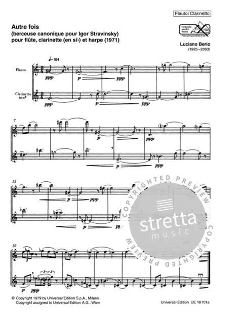 Autre Fois From Luciano Berio Buy Now In The Stretta Sheet Music Shop