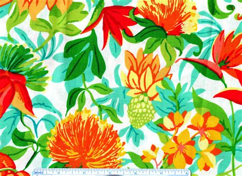 Cotton Quilt Fabric Paradise Grove Large Tropical Floral Multi Auntie
