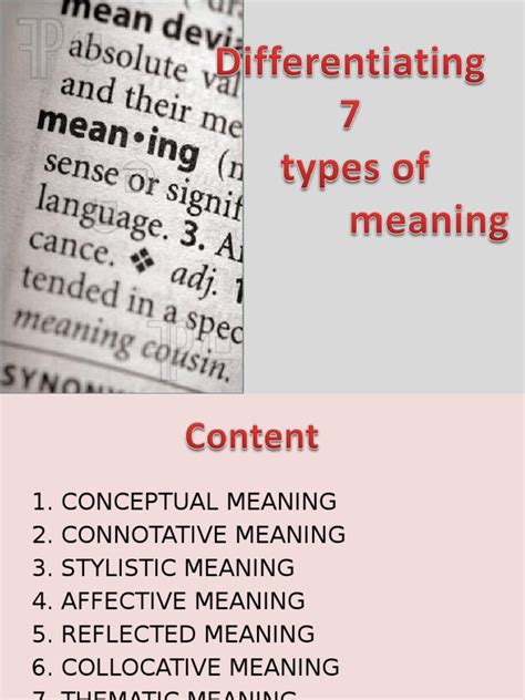 7 Types Of Meaning Semantics Pdf Semantics Noun