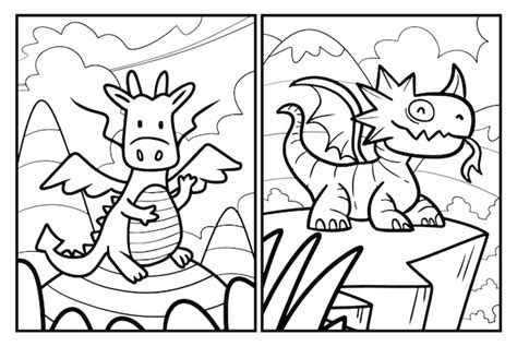 Premium Vector Funny Dragon Cartoon Coloring Page