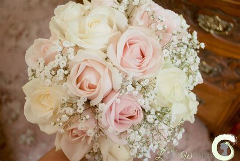 Roses And Gypsophila Bouquet In Ivory And Blush Pink In 2019 Wedding