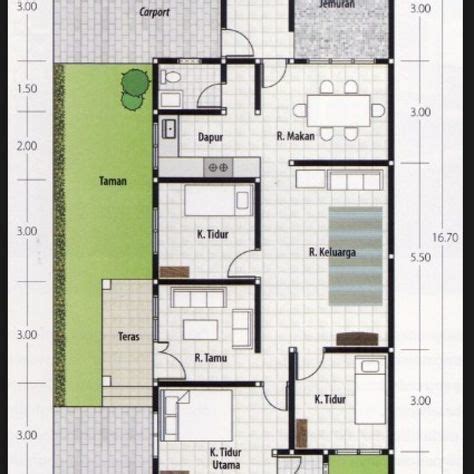 Desain Rumah Minimalis 3 Kamar Ukuran 8x12 - Denah Rumah
