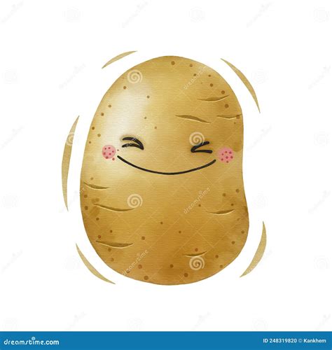Watercolor Cute Potato Cartoon Character Vector Illustration Stock