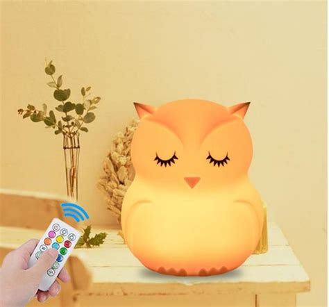 2021 Owl Led Night Light Touch Sensor Remote Control Dimmable Timer Usb