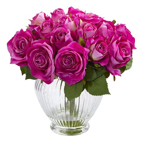 Nearly Natural 9 In Rose Artificial Floral Arrangement In Elegant