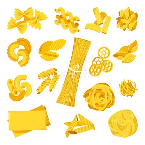 Pasta Collection Isolated On White Background Vector Flat Cartoon