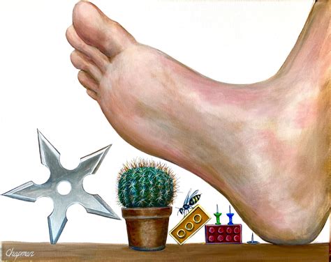 Bare Foot About To Step On Sharp Objects 16 X 20 Original Etsy