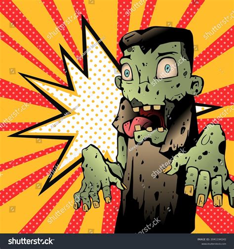 Zombie Popart Vintage Style Vector Illustration Stock Vector Royalty Free 2041194242