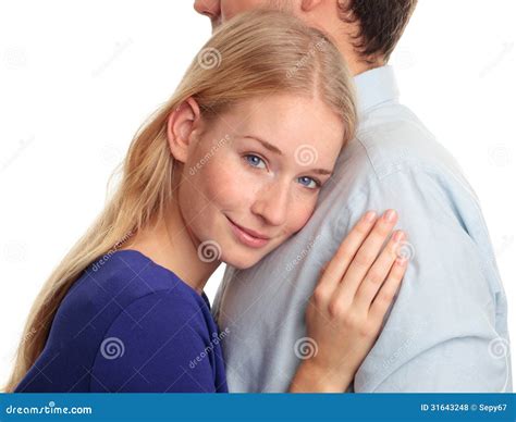 Young Woman Embracing Her Boyfriend Stock Photo Image Of Cute