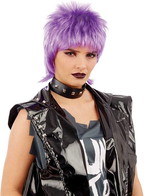 fun shack womens punk wig adults 80s rock purple pixie mullet hair costume accessory toptoy