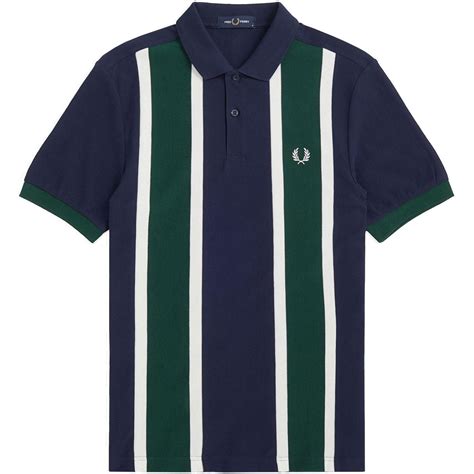 Fred Perry Vertical Stripe Mod Pique Polo Shirt In Carbon Blue