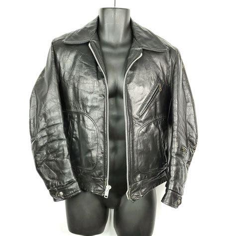 Vintage 60s Schott Perfecto Black Leather Jacket M Eisenhower Style 683
