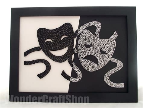 Black And White Theatre Masks Framed Home Decor By Wondercraftshop