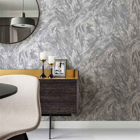 2927 00107 Polished Metallic Wallpaper By Brewster Titania Marble Texture