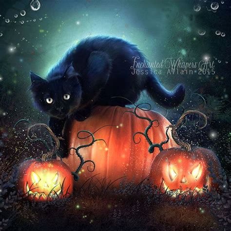 Black Cat Artblack Cat Printhalloween Cat By Enchantedwhispersart