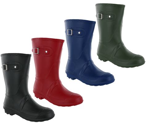 Short 34 Length Lightweight Wellingtons Womens Wellies Buckle Boots