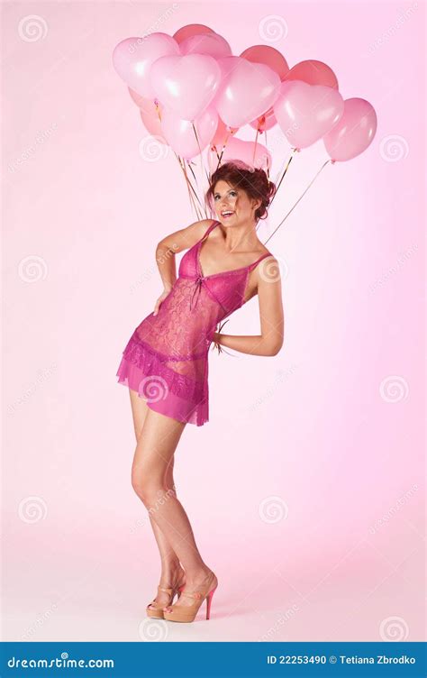 Woman With Balloons Stock Photo Image Of Love Heart