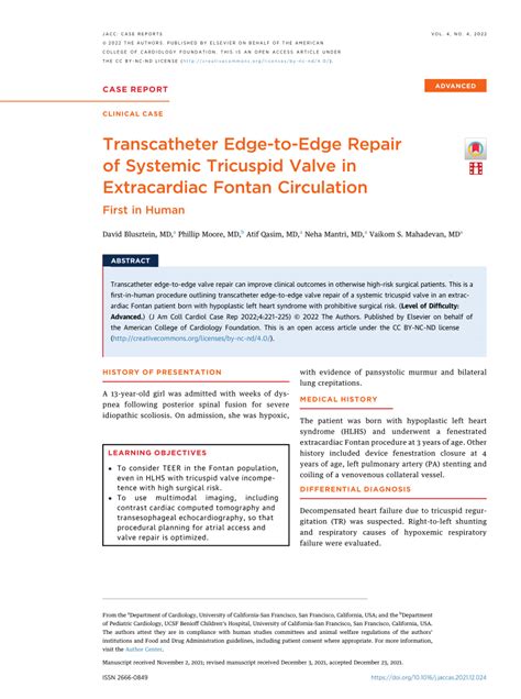 Pdf Transcatheter Edge To Edge Repair Of Systemic Tricuspid Valve In