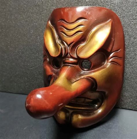 Japanese Vintage Tengu Oni Noh Mask Hannya Kagura Traditional Antique