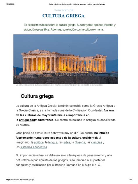 A Hist Cultura Griega Información Historia Aportes Y Otras