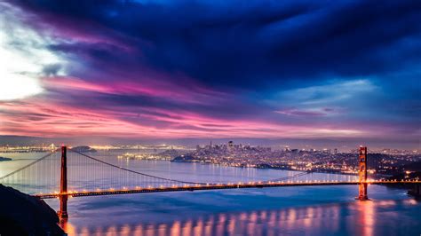 1680x1050 Golden Gate Bridge Sunset Night Time 4k Hd 1680x1050