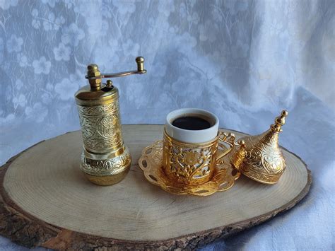 Turkish Coffee Set Gold Copper Coffee Pot Turkish Coffee Set Etsy