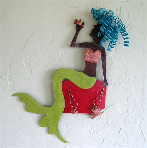 Hand Made Handmade Upcycled Metal Mermaid Wall Art Sculpture By